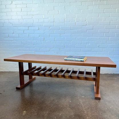 LARGE CANADIAN TEAKWOOD MISSION COFFEE TABLE