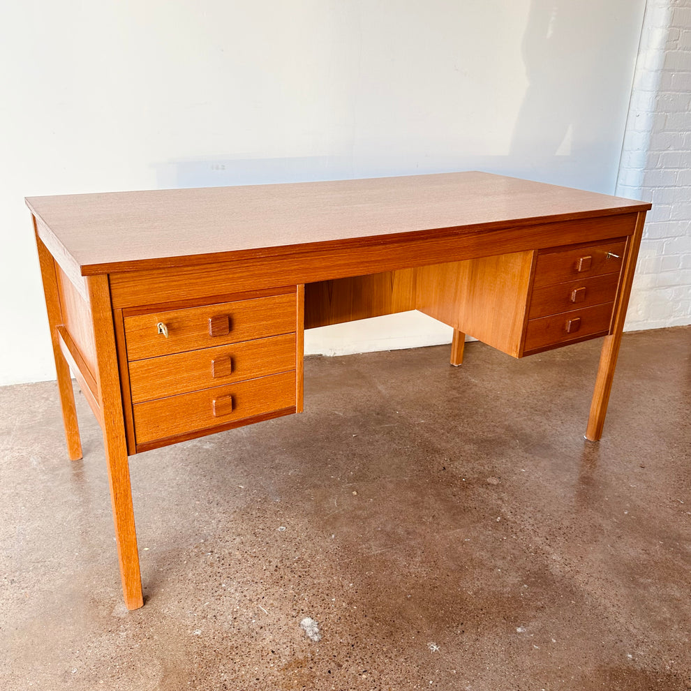 SCANDINAVIAN TEAK DESK WITH BACK STORAGE – MiMO Decor