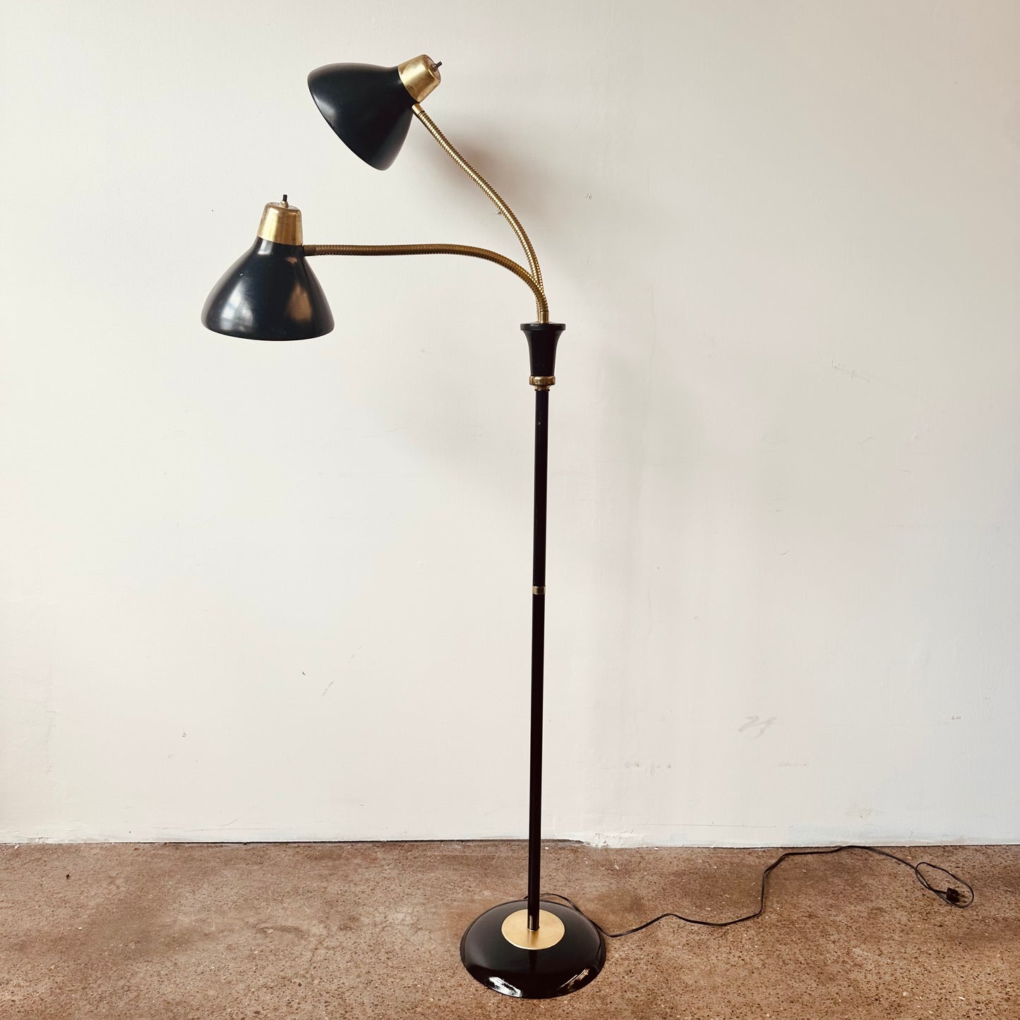 GERALD THURSTON TWO-LIGHT GOOSENECK FLOOR LAMP