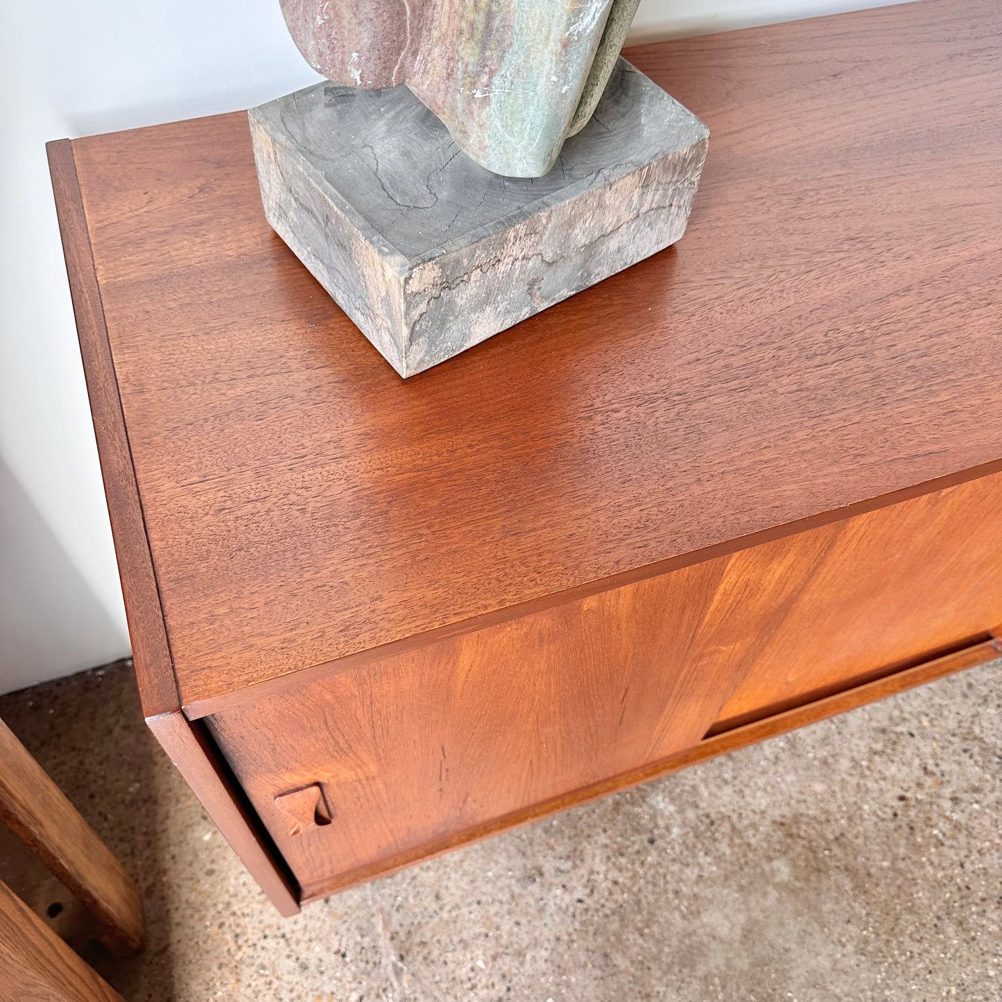 CLAUSEN AND SON DANISH MODERN TEAK CREDENZA WITH BYPASS DOORS