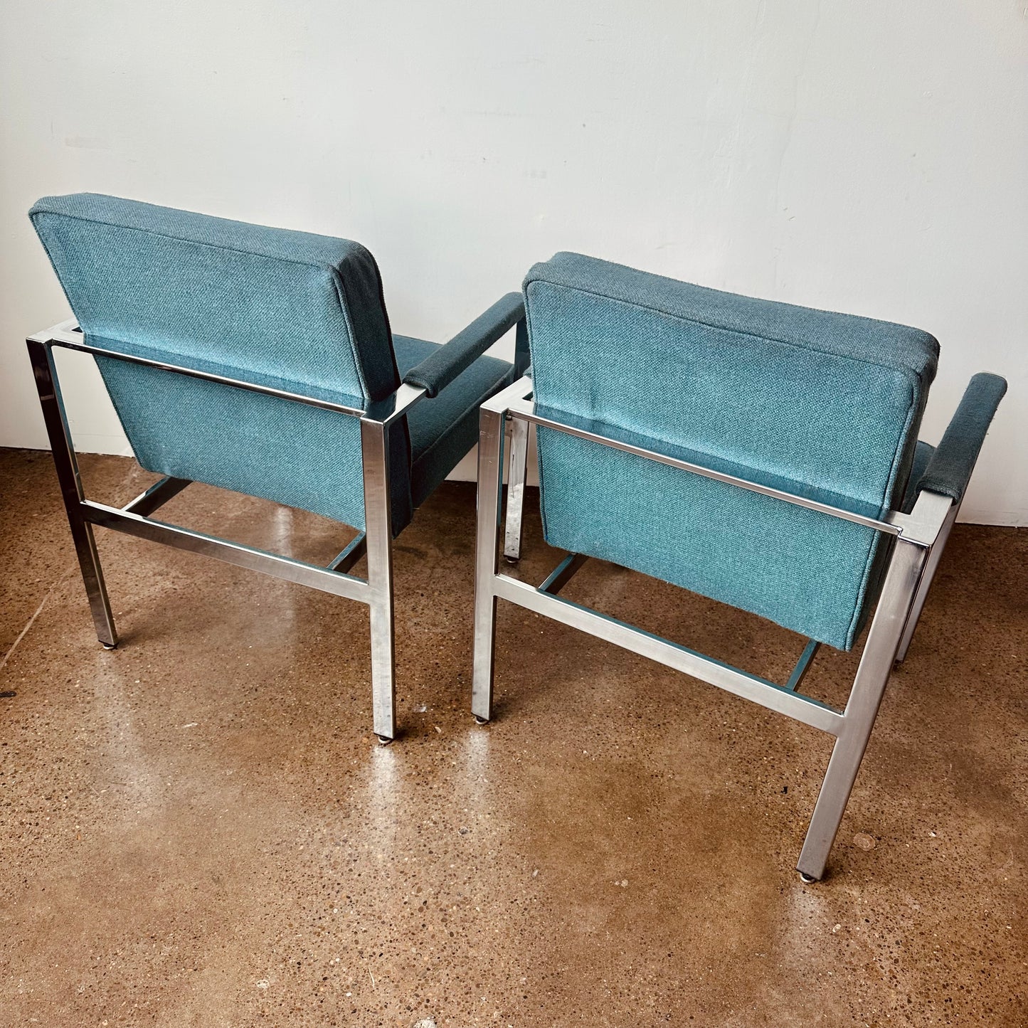 HARVEY PROBBER STYLE CHROME ARM CHAIRS - A PAIR