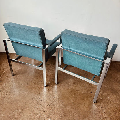 HARVEY PROBBER STYLE CHROME ARM CHAIRS - A PAIR