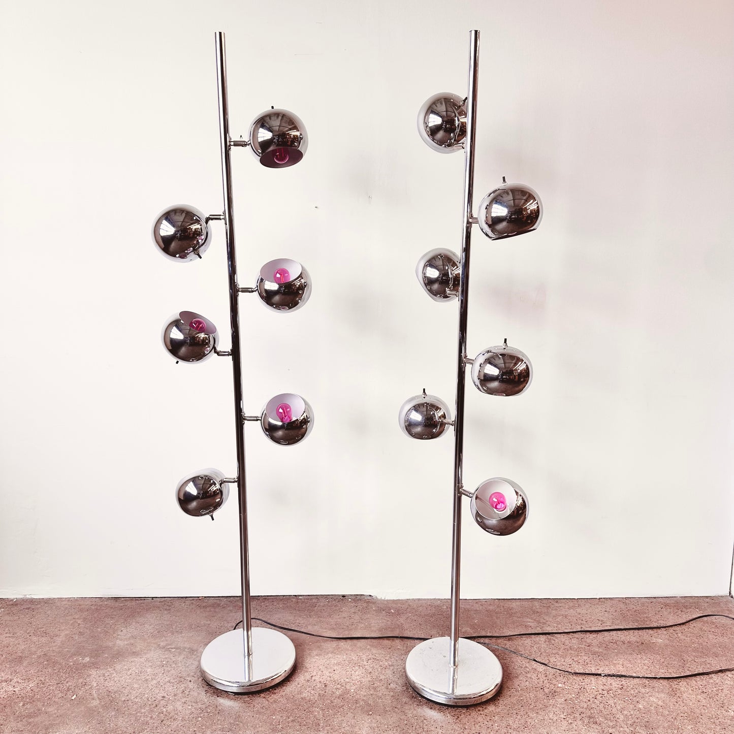 MID CENTURY CHROME 6 LIGHT EYEBALL FLOOR LAMP