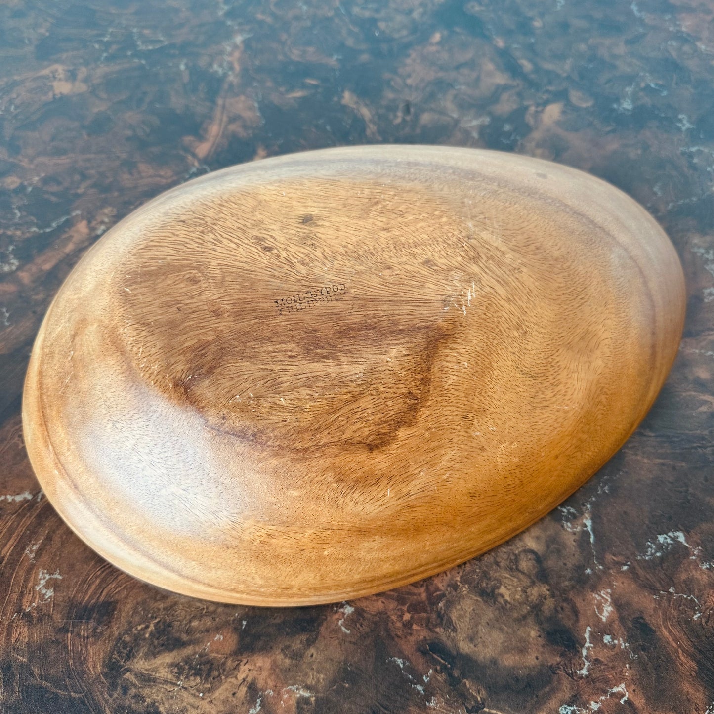 MID-CENTURY MONKEYPOD WOODEN EGG BOWL