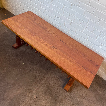 LARGE CANADIAN TEAKWOOD MISSION COFFEE TABLE