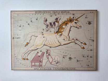 MONOCEROS AND CANIS MINOR CONSTELLATION MAP ON BOARD ARTWORK