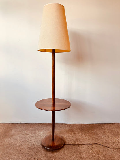 SOLID WALNUT LAUREL FLOOR LAMP WITH DRINK TABLE