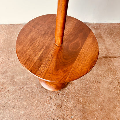 SOLID WALNUT LAUREL FLOOR LAMP WITH DRINK TABLE