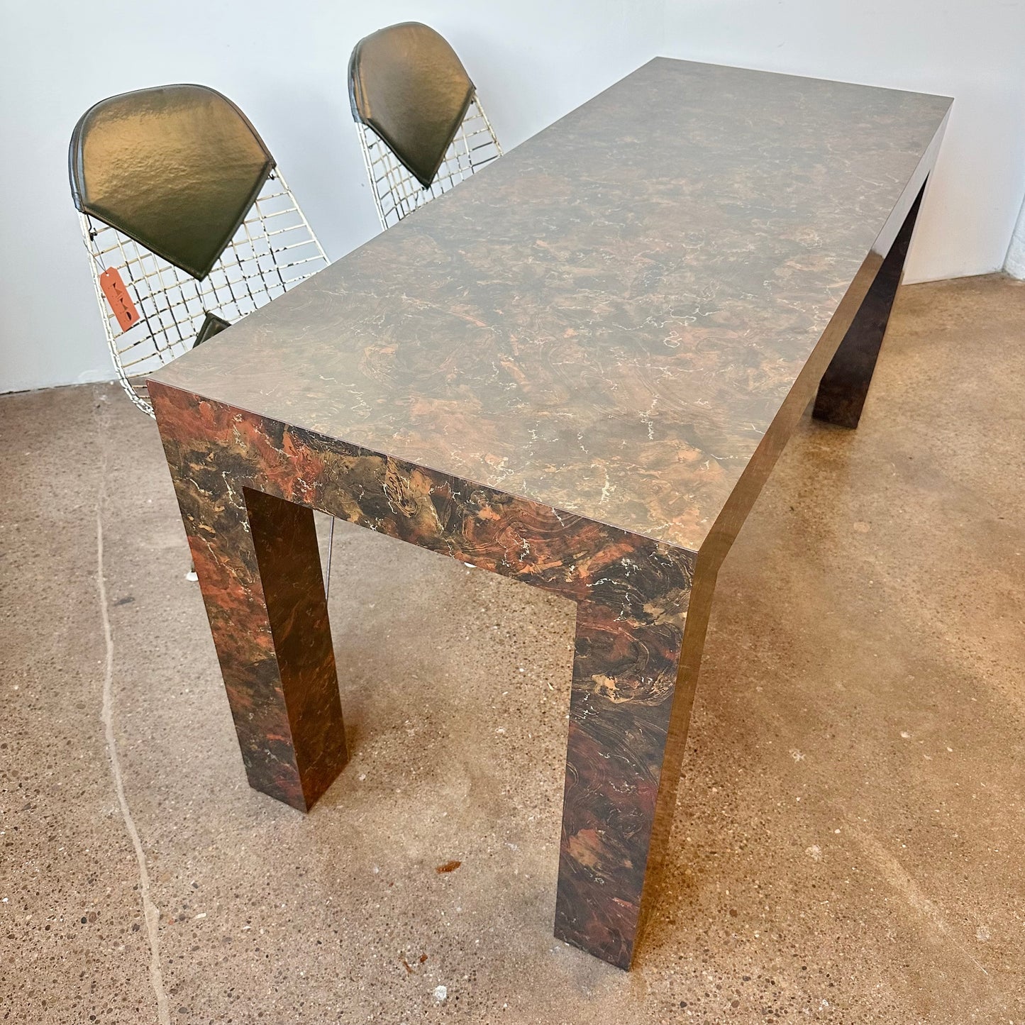 FAUX BURL LAMINATE PARSONS TABLE OR DESK