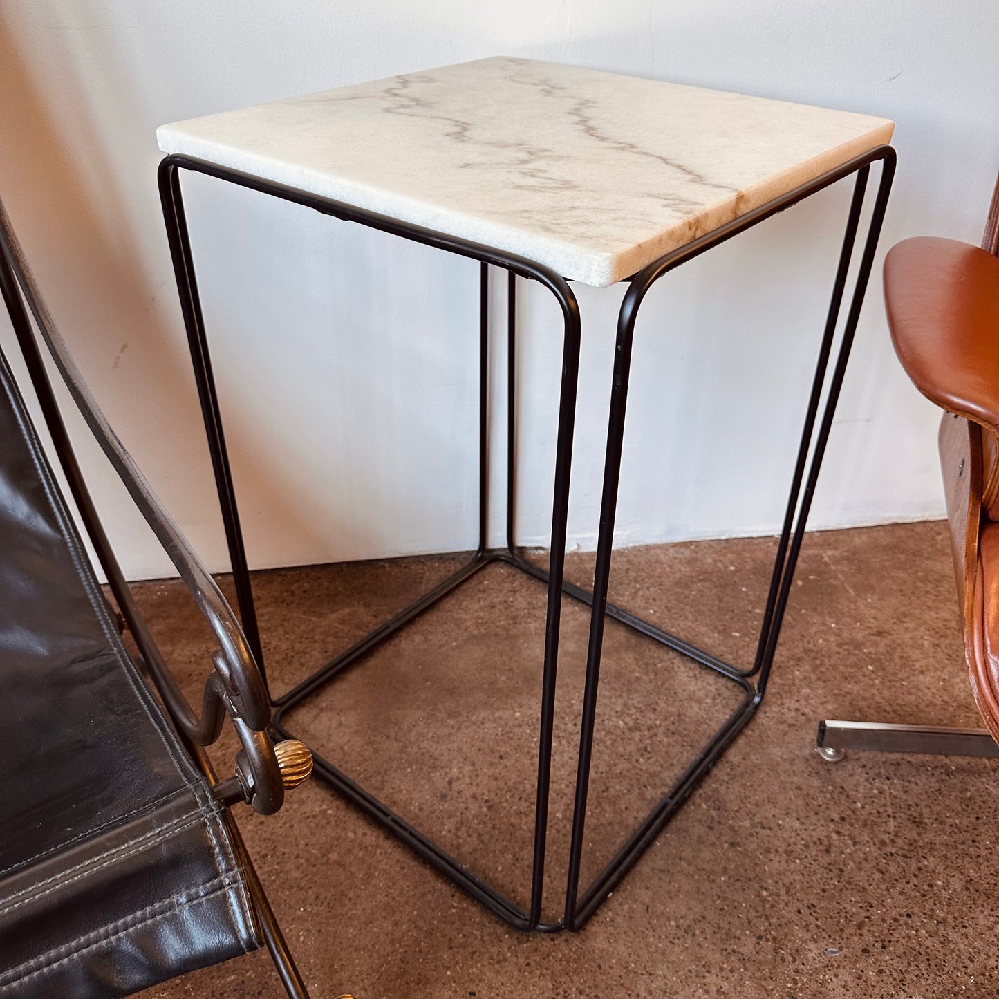 MAX SAUZE STYLE CARRERA MARBLE TOP IRON ACCENT TABLE