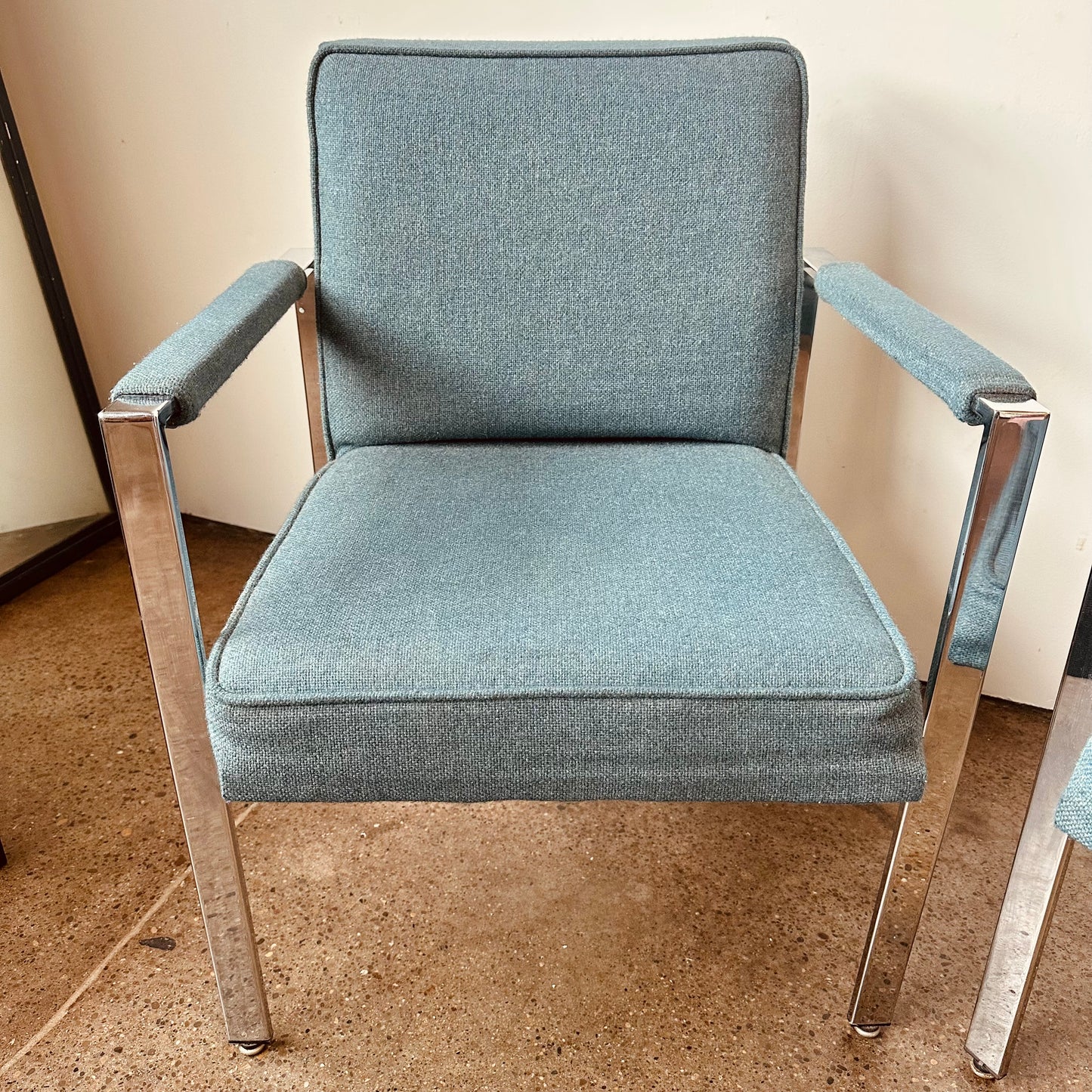 HARVEY PROBBER STYLE CHROME ARM CHAIRS - A PAIR