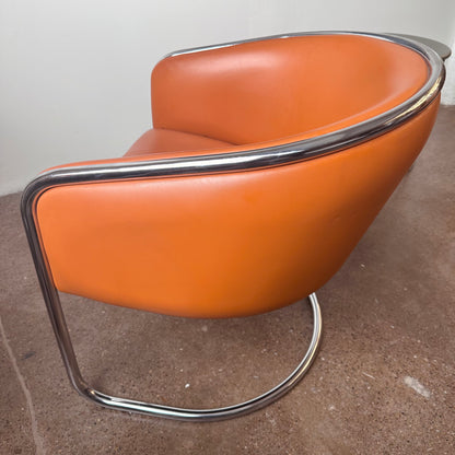 CANTILEVERED CHROME CLUB TUB CHAIR BY BURGASSER & LORENZ FOR THONET