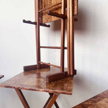 FAUX BOIS BURL WOOD FOLDING TABLES