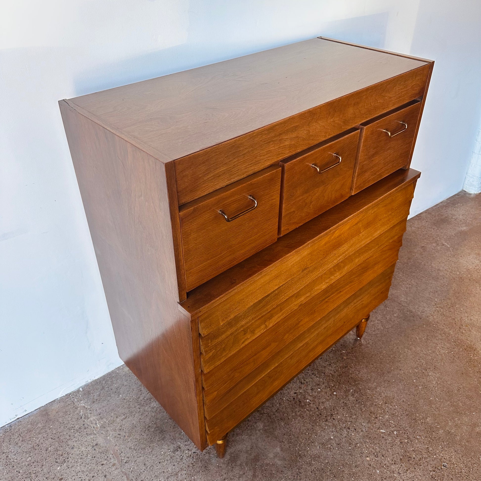 mid century modern tallboy dresser MERTON GERSHUN FOR AMERICAN OF MARTINSVILLE TALLBOY DRESSER – MiMO Decor