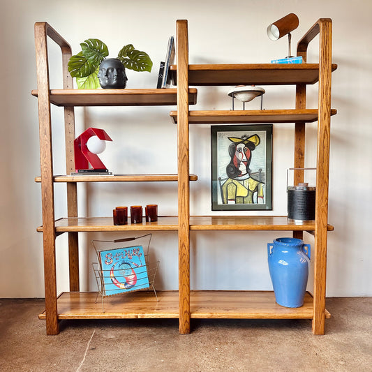 VINTAGE CERUSED BENTWOOD OAK ROOM DIVIDER BOOK SHELF