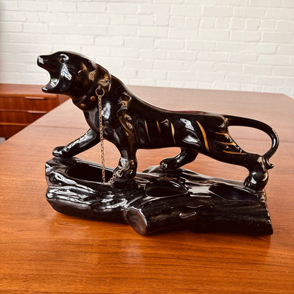 BLACK PANTHER JAGUAR CERAMIC SCULPTURE PLANTER