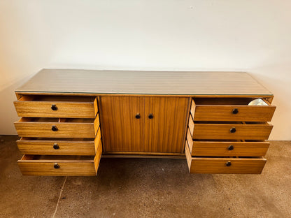 MID-CENTURY AFRICAN MAHOGANY 12 DRAWER DRESSER
