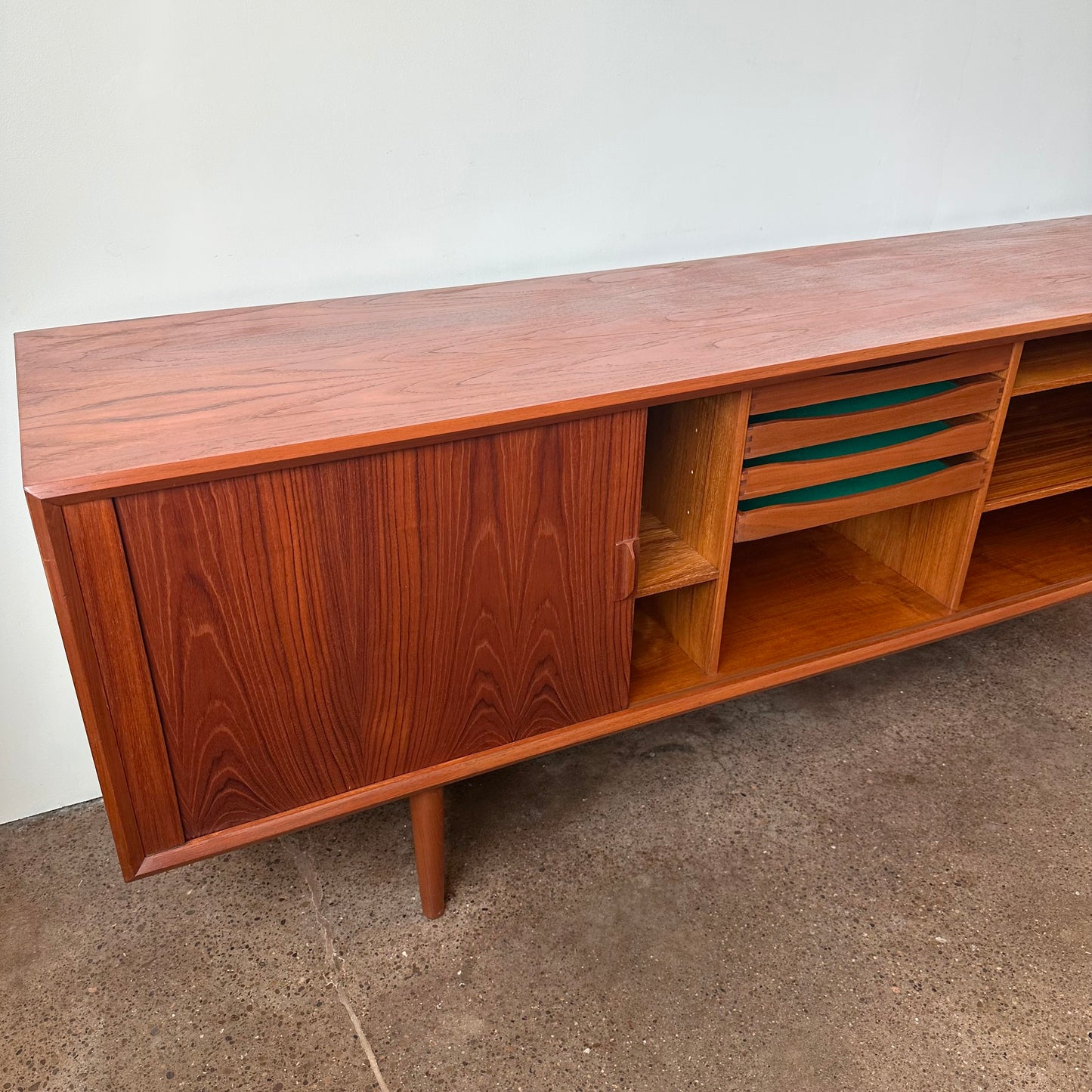 SVEND AAGE LARSEN FOR FAARUP MOBELFABRIK MID CENTURY TEAK TAMBOUR DOOR CREDENZA