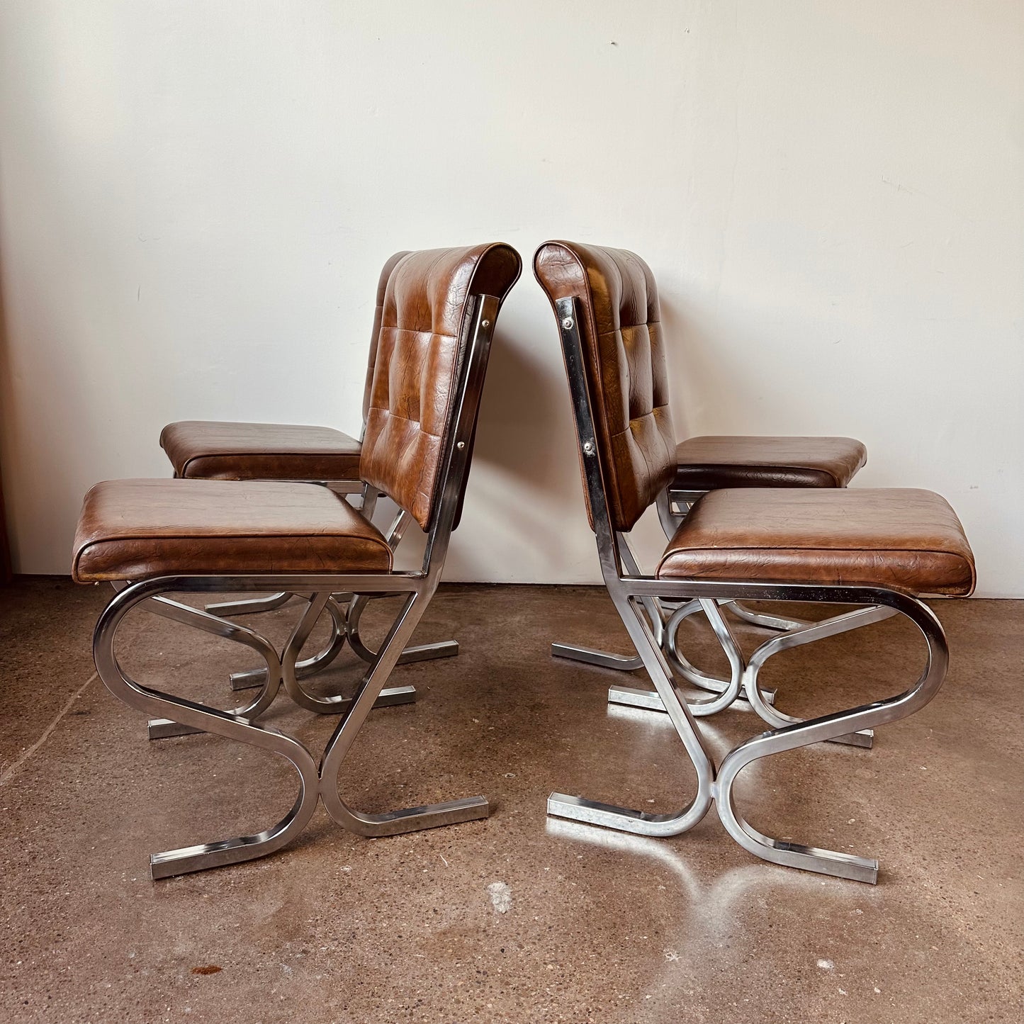 VINTAGE CHROME DINETTE CHAIRS - SET OF 4