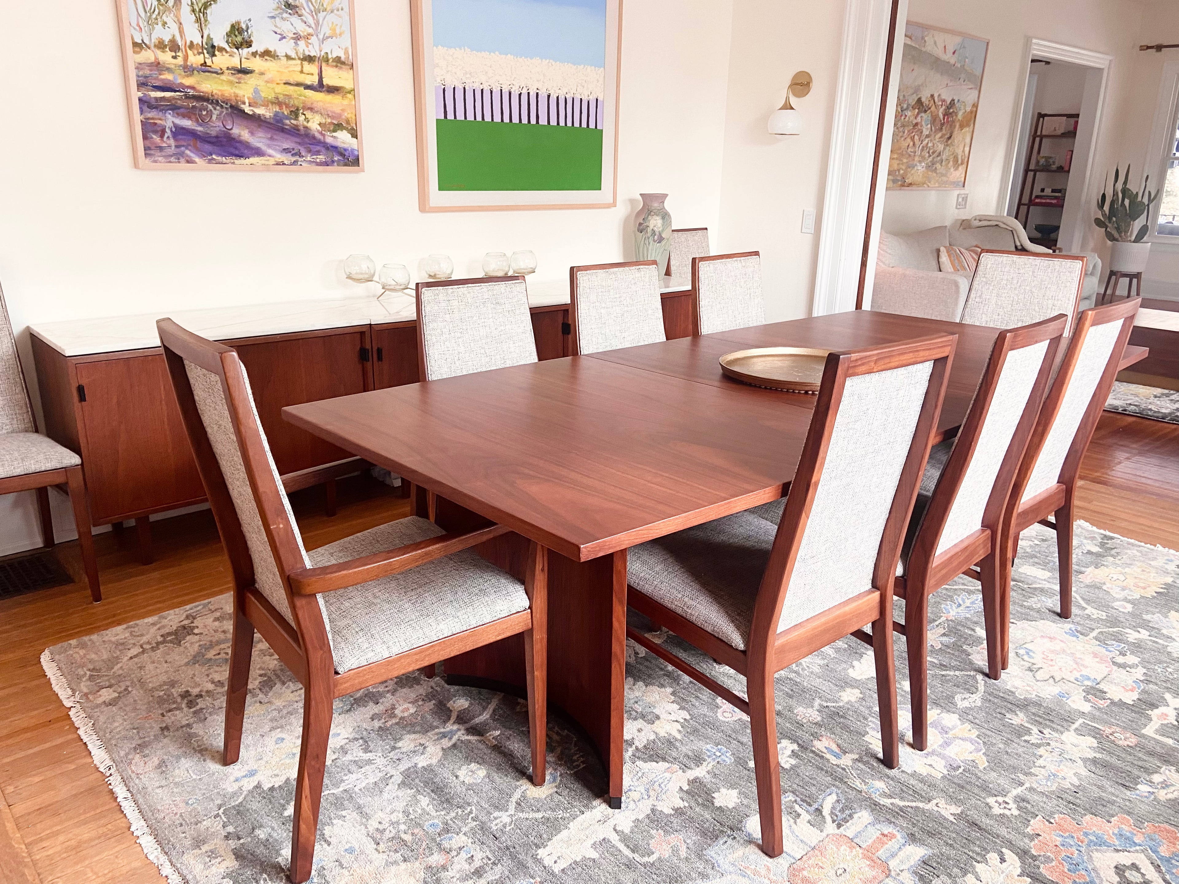 Teak dining room table and chairs deals