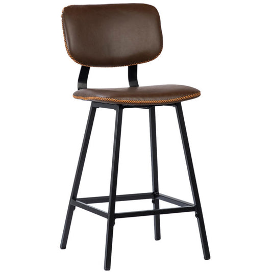 VEGAN LEATHER CONTRAST STITCH COUNTER HEIGHT STOOL