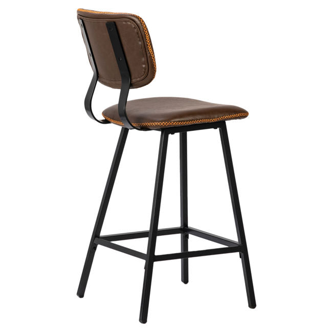 VEGAN LEATHER CONTRAST STITCH COUNTER HEIGHT STOOL