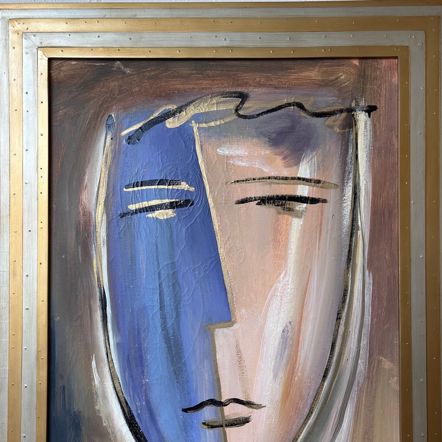 FRAMED AND SIGNED JAMES WARREN FIGURATIVE ACRYLIC ON CANVAS