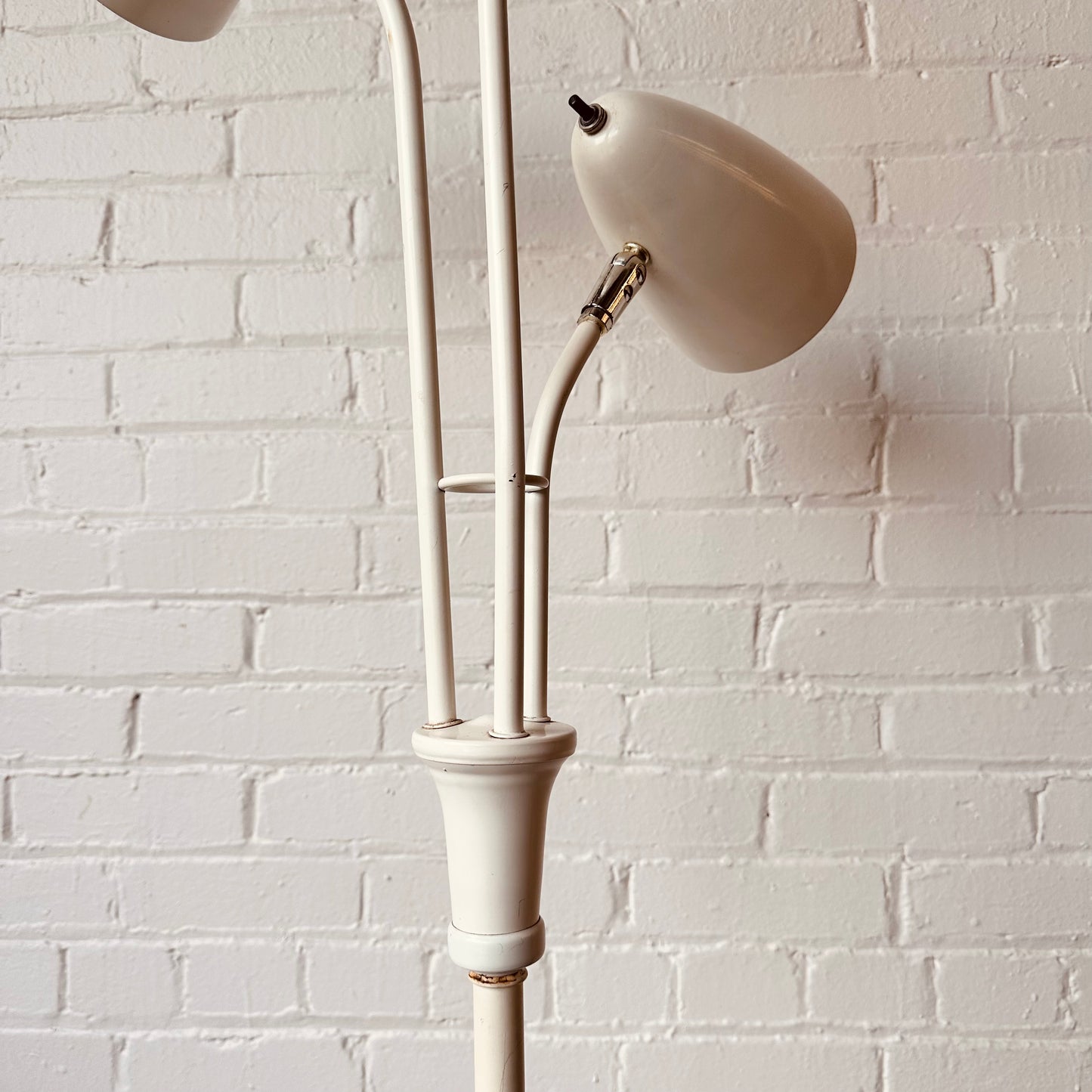 MCM THREE-LIGHT WHITE ARTICULATING FLOOR LAMP