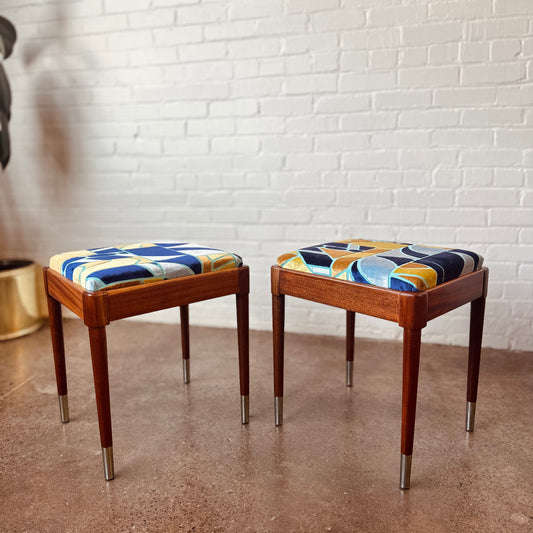 MCM MAHOGANY STORAGE STOOLS