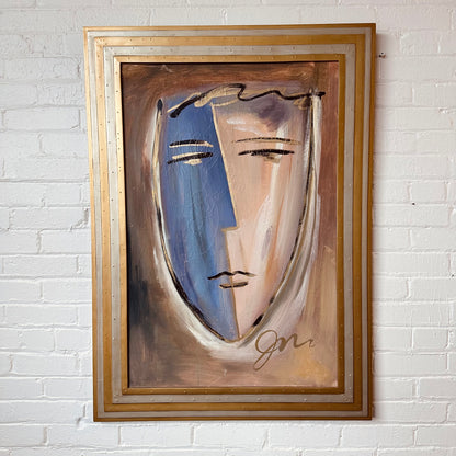 FRAMED AND SIGNED JAMES WARREN FIGURATIVE ACRYLIC ON CANVAS
