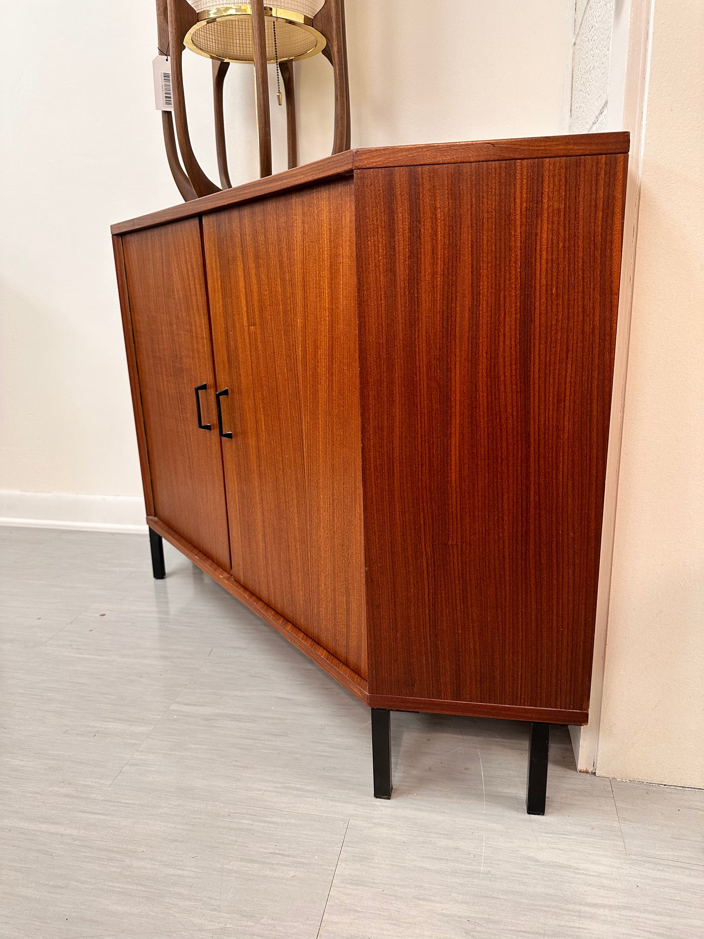 MCM AFROMOSIA CORNER RECORD CABINET/TV STAND