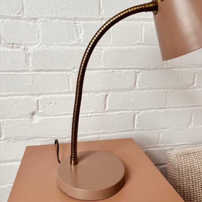 MCM MAUVE & BRASS GOOSENECK DESK LAMP