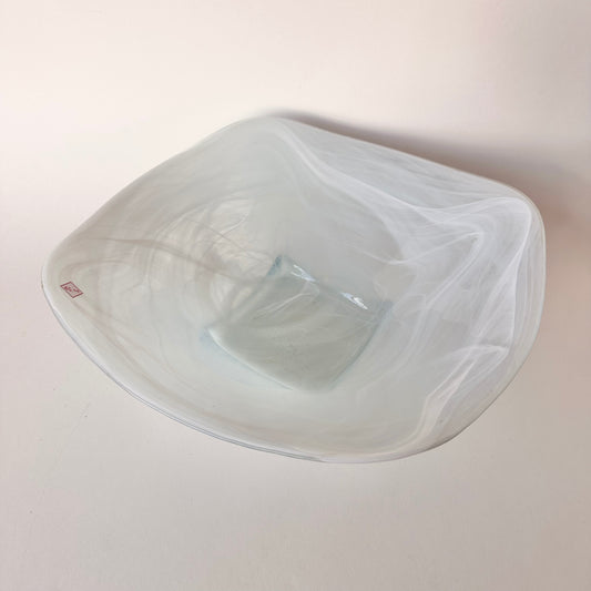 SWIRLED GREEN GLASS SERVING BOWL