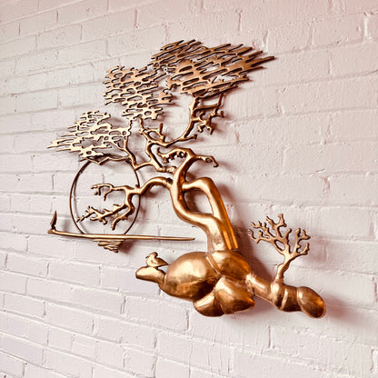 BIJAN BIJAN INTRICATE BRASS WALL SCULPTURE