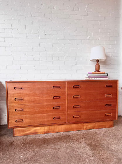 DYRLUND TEAK DRESSER WITH EIGHT DRAWERS