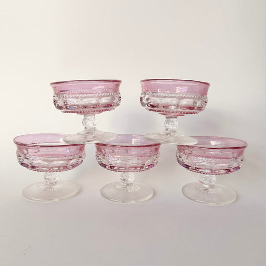 SET OF 5 PINK RUBY SORBET COMPOTE GLASSES