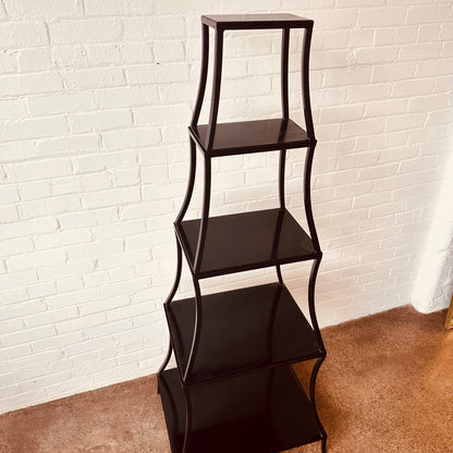 METAL ETAGERE WITH 5 OPEN SHELVES IN PAGODA STYLE