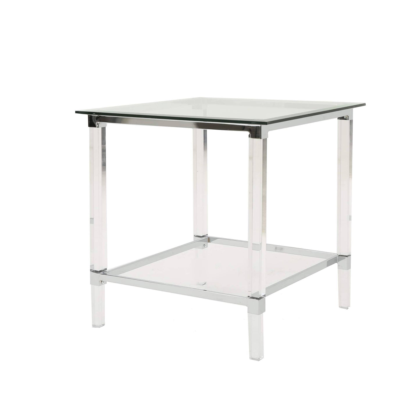 ACRYLIC, CHROME & GLASS CONTEMPORARY ACCENT TABLE