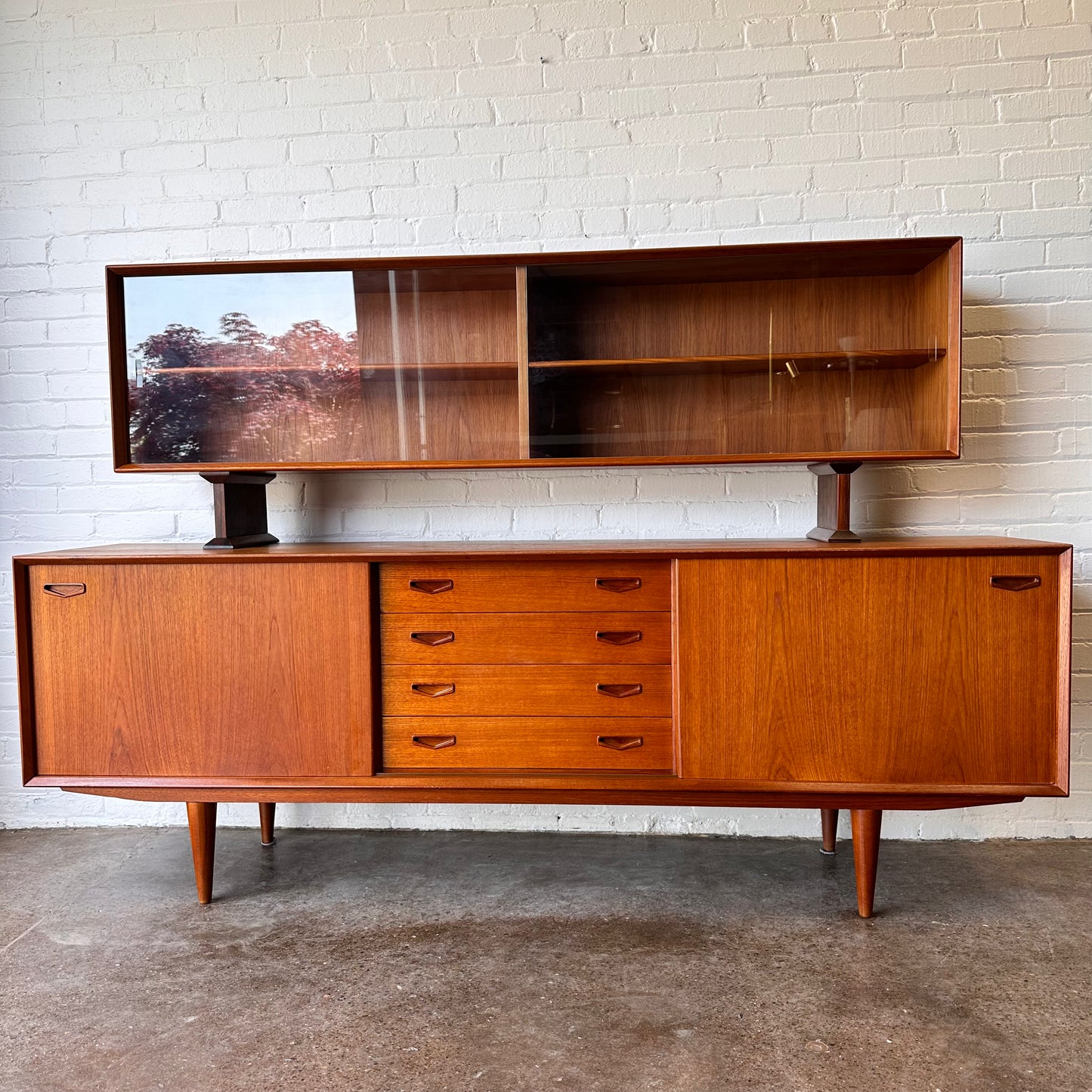 CLAUSEN & SON DANISH TEAK CREDENZA & HUTCH