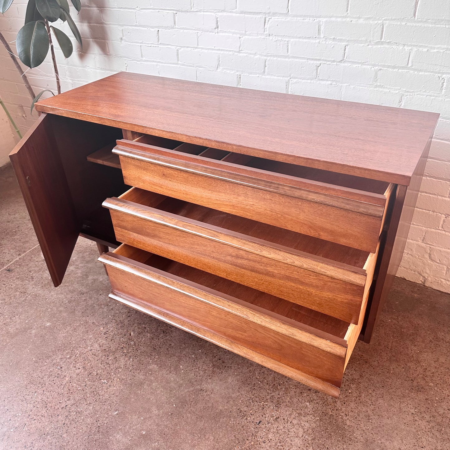 MCM PETITE WALNUT CREDENZA BY BASSETT