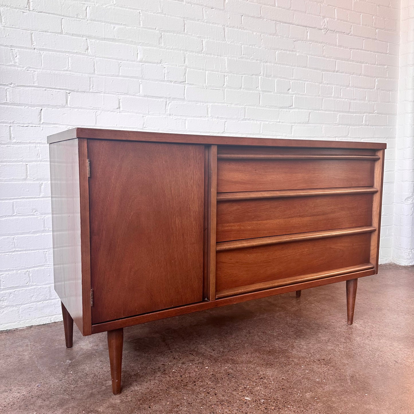 MCM PETITE WALNUT CREDENZA BY BASSETT