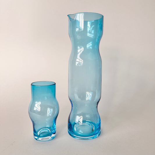 BEDSIDE BLUE GLASS CARAFE & TUMBLER SET