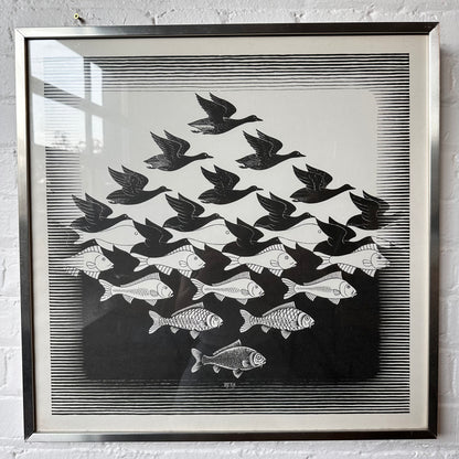 FRAMED MC ESCHER "SKY AND WATER" PRINT