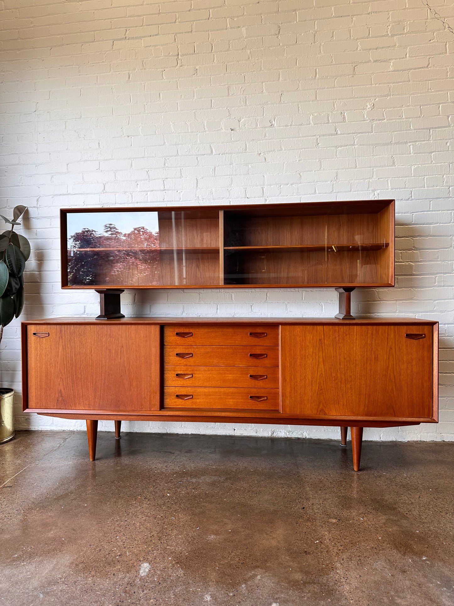 CLAUSEN & SON DANISH TEAK CREDENZA & HUTCH