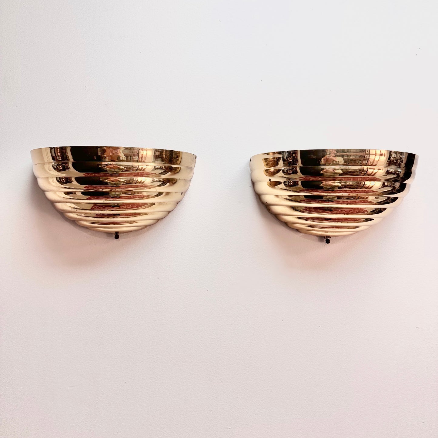 BRASS DEMILUNE SCONCES - PAIR