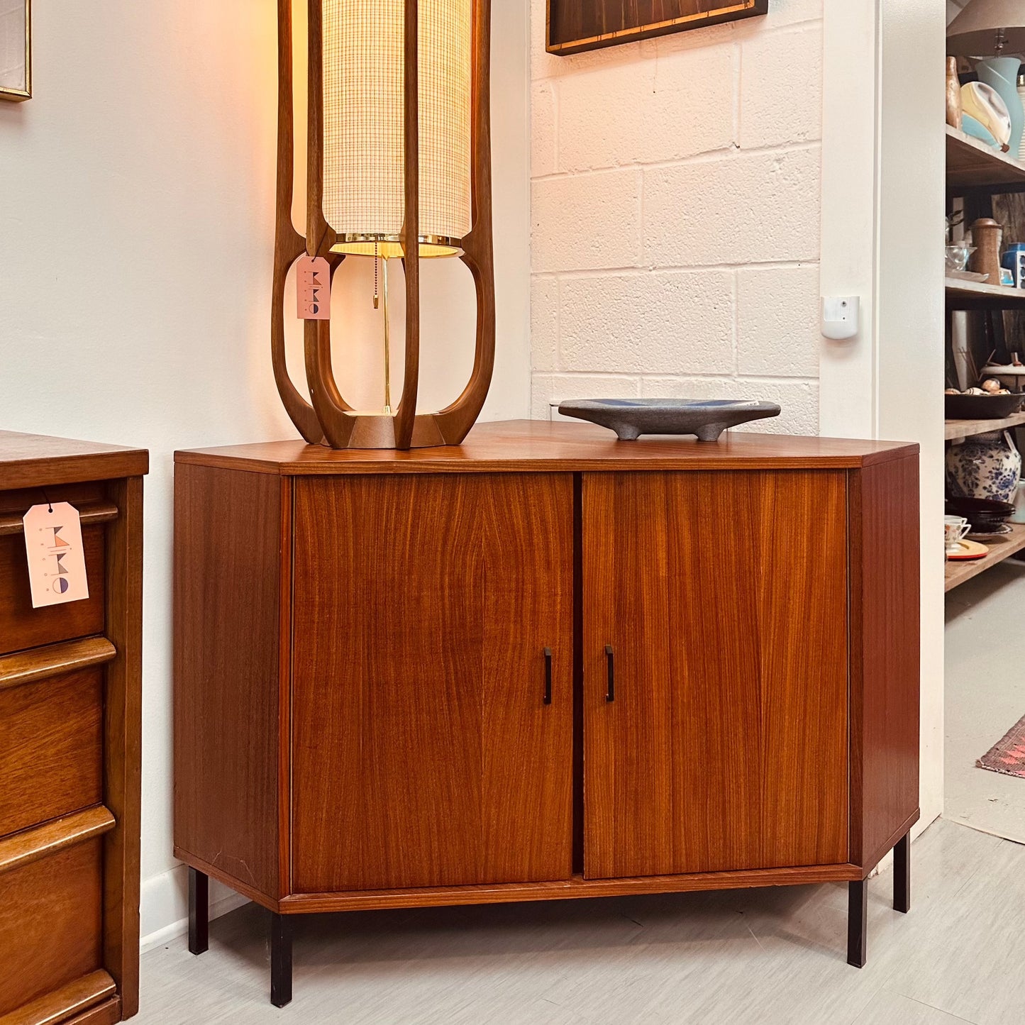 MCM AFROMOSIA CORNER RECORD CABINET TV STAND