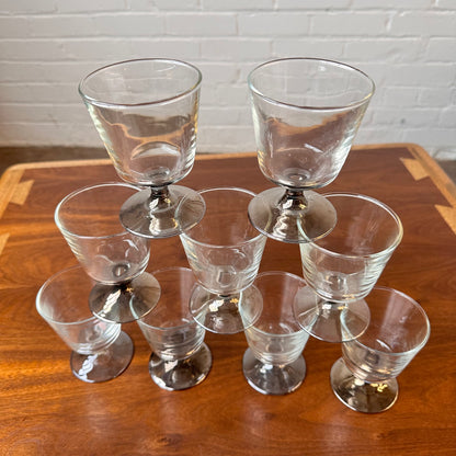 SILVER LUSTER WHISKEY GLASSWARE - SET OF 9