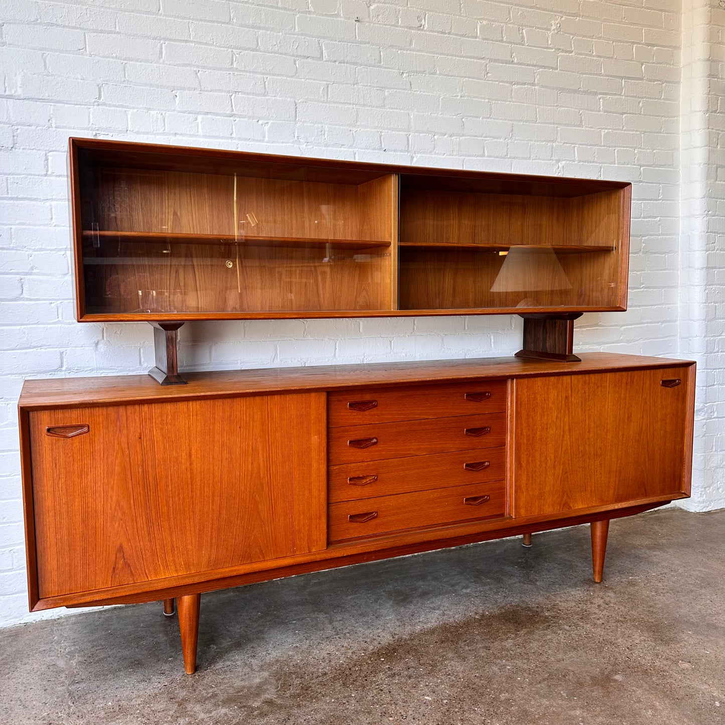 CLAUSEN & SON DANISH TEAK CREDENZA & HUTCH