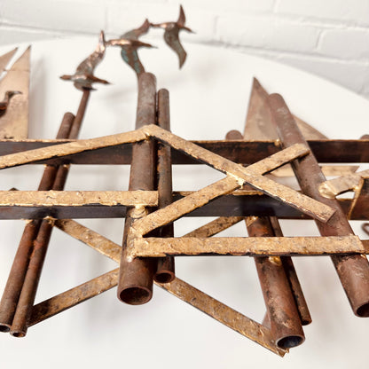 CURTIS JERE SAILBOATS & SEAGULLS METAL WALL SCULPTURE