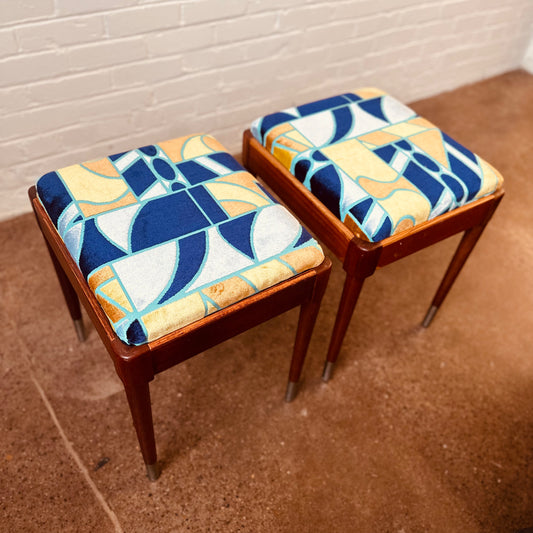 MCM MAHOGANY STORAGE STOOLS